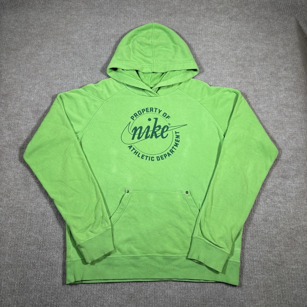 Vintage Nike Hoodie Sweatshirt Womens L Green‎ Lightwight Logo Athletic Dept Y2K
